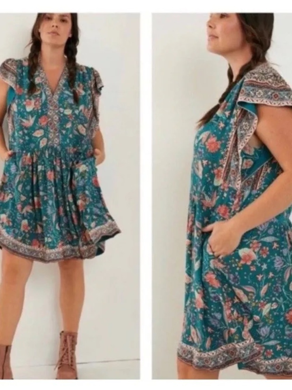 Anthropologie Zenia Floral Dress with pockets size small